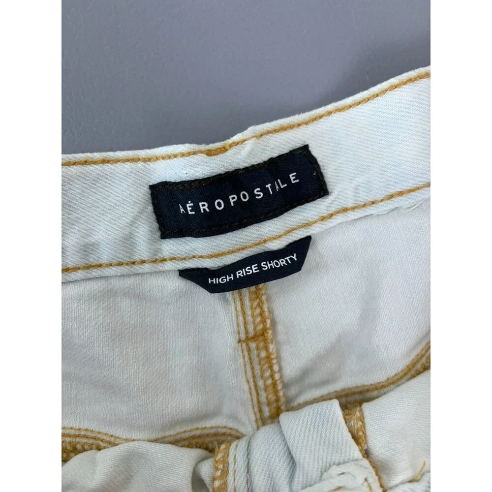 Aero women's 12 light wash vintage high rise shorties denim‎ jean shorts NWT